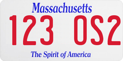 MA license plate 123OS2
