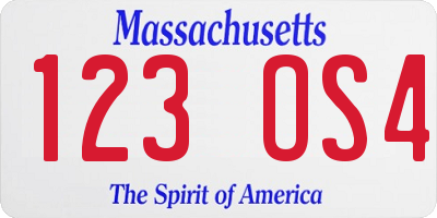 MA license plate 123OS4