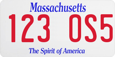 MA license plate 123OS5