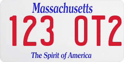 MA license plate 123OT2