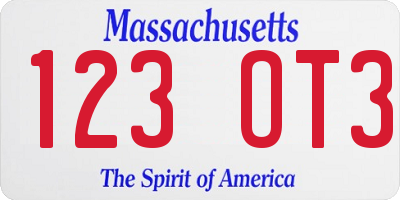 MA license plate 123OT3