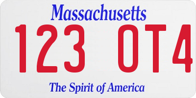 MA license plate 123OT4