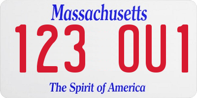 MA license plate 123OU1