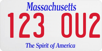 MA license plate 123OU2