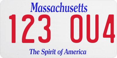MA license plate 123OU4