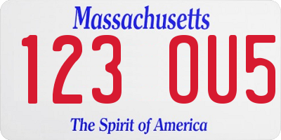 MA license plate 123OU5
