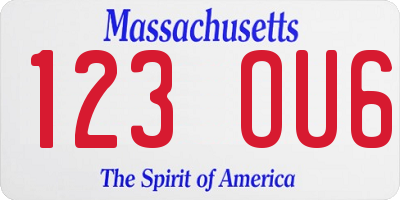 MA license plate 123OU6