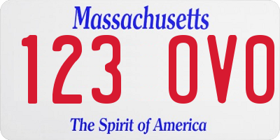 MA license plate 123OV0