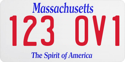 MA license plate 123OV1