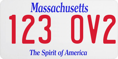 MA license plate 123OV2