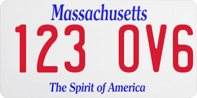 MA license plate 123OV6