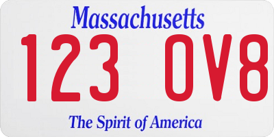 MA license plate 123OV8
