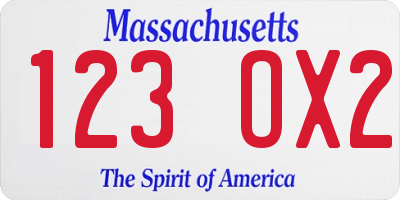 MA license plate 123OX2