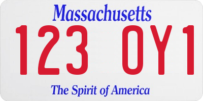 MA license plate 123OY1