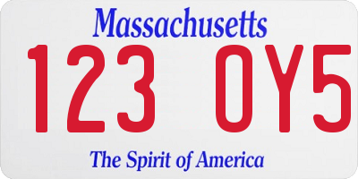 MA license plate 123OY5