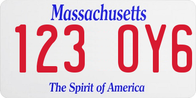 MA license plate 123OY6