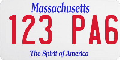 MA license plate 123PA6