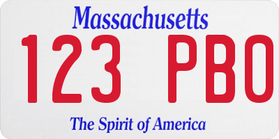 MA license plate 123PB0