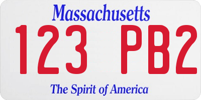 MA license plate 123PB2