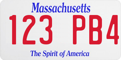 MA license plate 123PB4