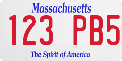 MA license plate 123PB5
