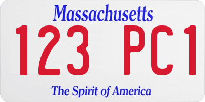 MA license plate 123PC1