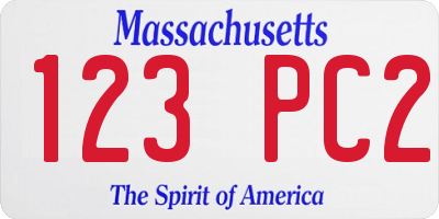 MA license plate 123PC2