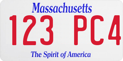 MA license plate 123PC4