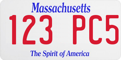 MA license plate 123PC5