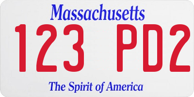 MA license plate 123PD2