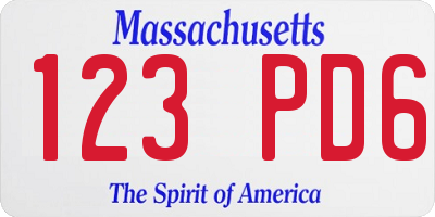 MA license plate 123PD6