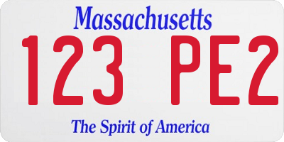 MA license plate 123PE2