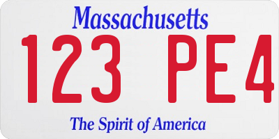MA license plate 123PE4