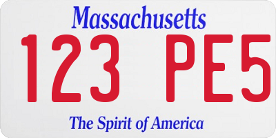 MA license plate 123PE5
