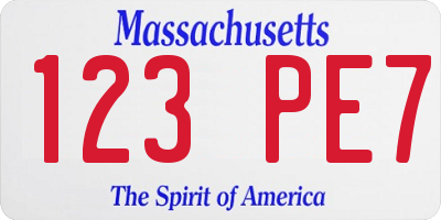 MA license plate 123PE7