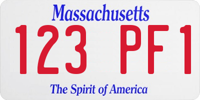 MA license plate 123PF1