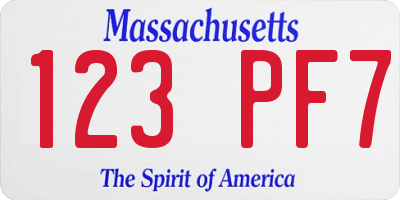 MA license plate 123PF7
