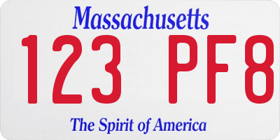 MA license plate 123PF8