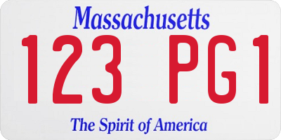 MA license plate 123PG1