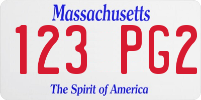 MA license plate 123PG2