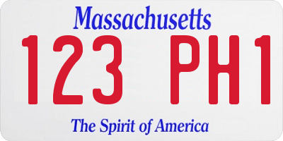 MA license plate 123PH1