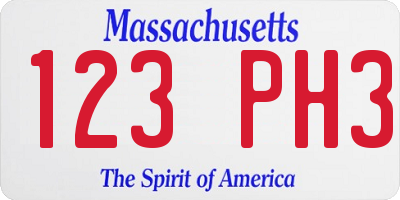 MA license plate 123PH3