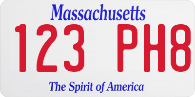MA license plate 123PH8