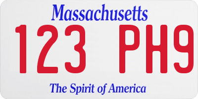 MA license plate 123PH9