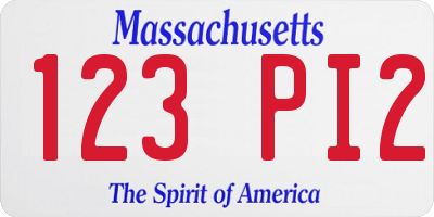MA license plate 123PI2