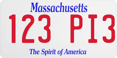 MA license plate 123PI3