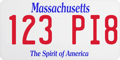 MA license plate 123PI8