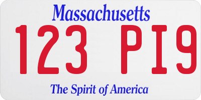MA license plate 123PI9