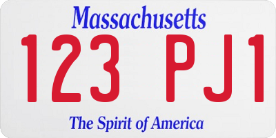 MA license plate 123PJ1