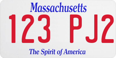 MA license plate 123PJ2